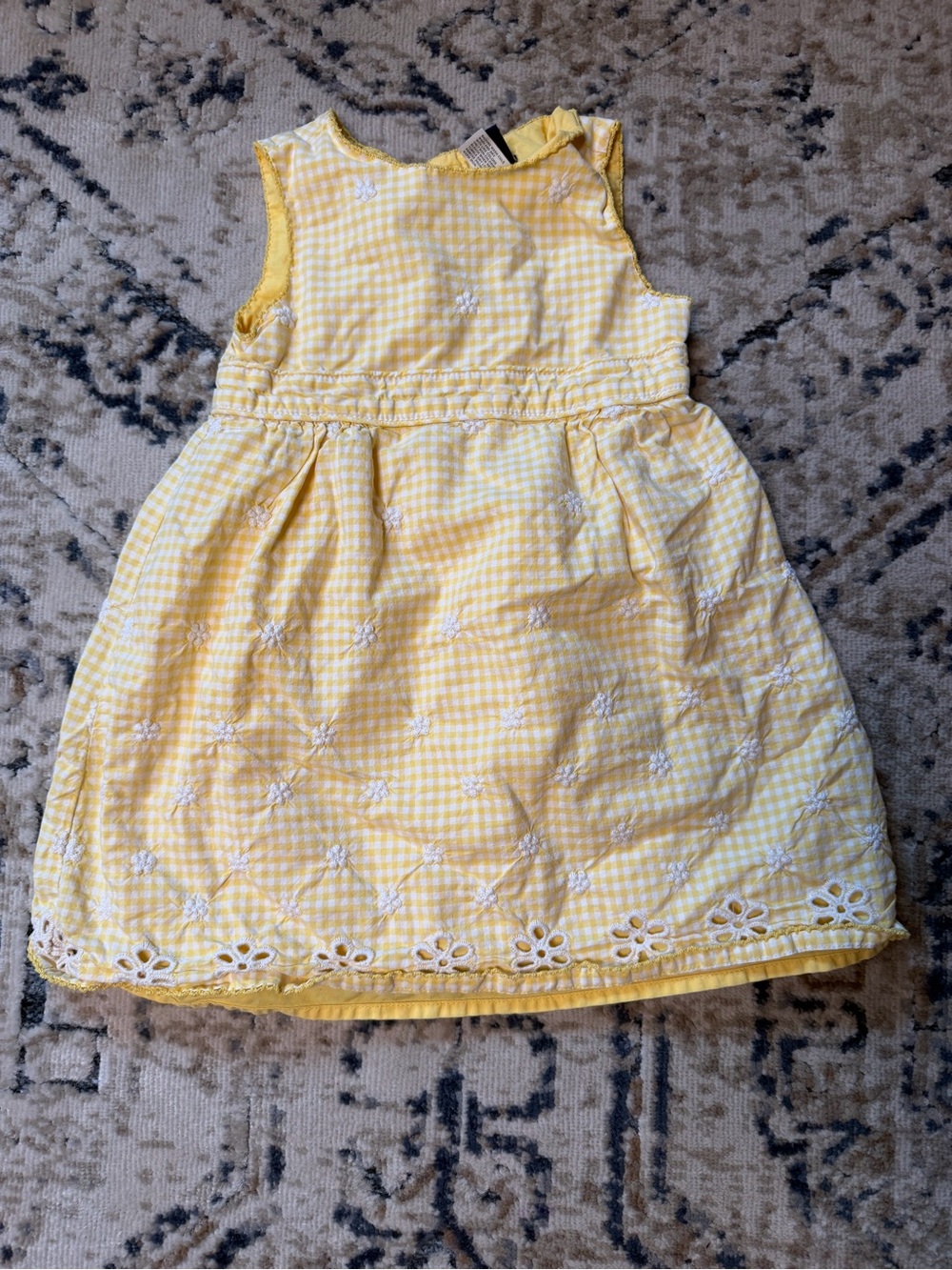 Baby GAP Yellow Gingham Floral Eyelet Dress